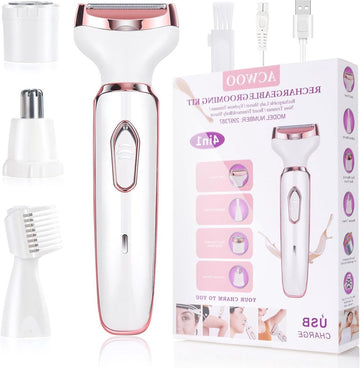 Ladyshave draadloos 4-in-1 elektrisch scheerapparaat voor dames - oplaadbaar - pijnloos - Bikinitrimmer - Nat en droog - ontharen voor gezicht - Benen - Oksel - neus en wenkbrauw scheerapparaat vrouw