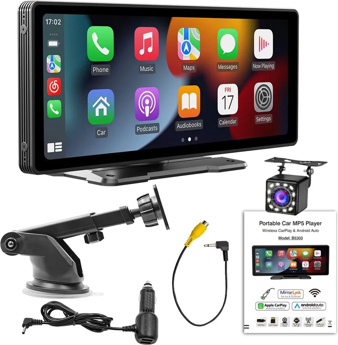 Carplay Scherm - Carplay Dongle - Carplay Apple - Carplay Android - Carplay Draadloos - Car Play - Carplay Dongle Apple - Carplay Dongle Android - Met Camera - Auto Radio - Multimedia Scherm -Wifi Video Speler - Universeel Scherm