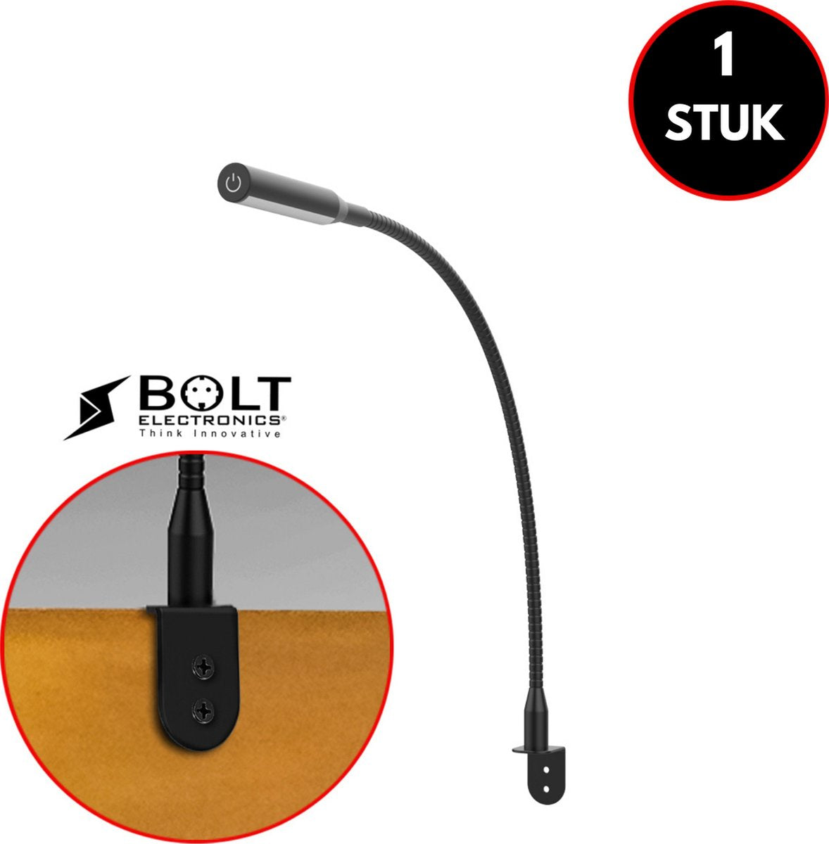 Bolt Electronics® 1011 LED Bed Leeslampje - Wandlamp met Dimfunctie – Hoofdbord Leeslamp – Bureaulamp - 2700K Warm Wit - Aluminium - Zwart