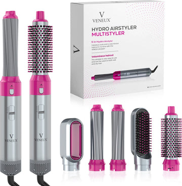VENEUX® Föhnborstel - Airstyler - Krulborstel - Krultangen - 5 in 1 Multistyler - Grijs