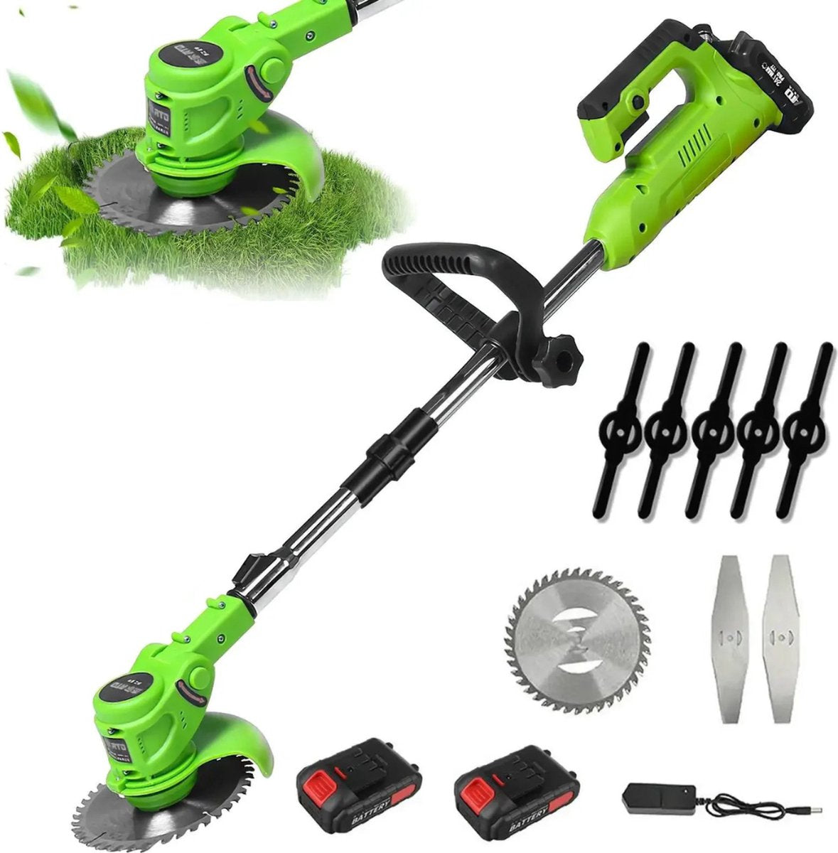 Onkruidborstel Electrisch - Bosmaaier - Grastrimmer - Kantenmaaier - Voegenborstel - Inclusief 2 Accu's