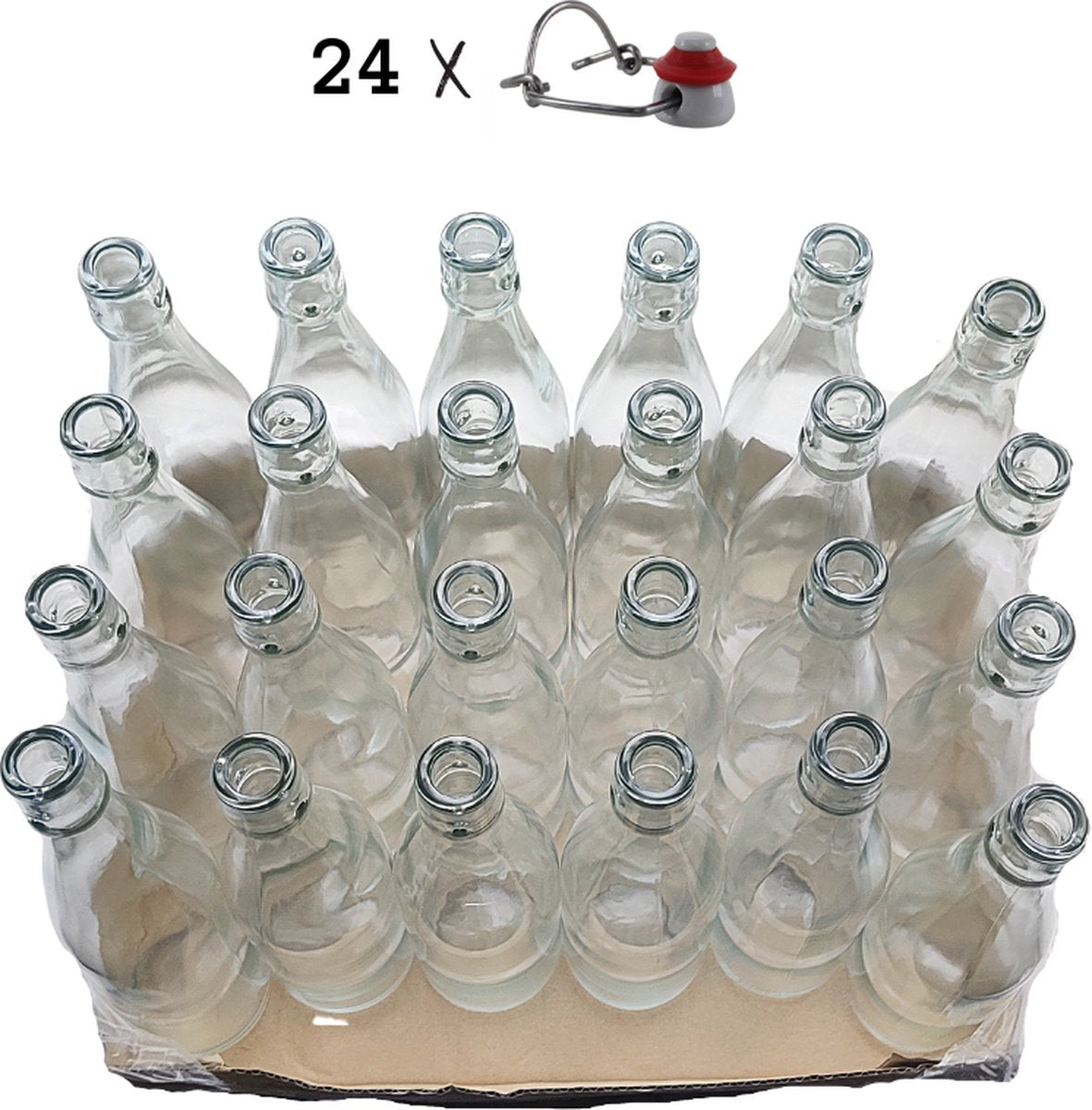 RANO - 24x beugelfles 500ml - Luchtdicht - fles met beugelsluiting / beugelflessen / weckfles / inmaakfles / sapfles / glazen flesjes met dop
