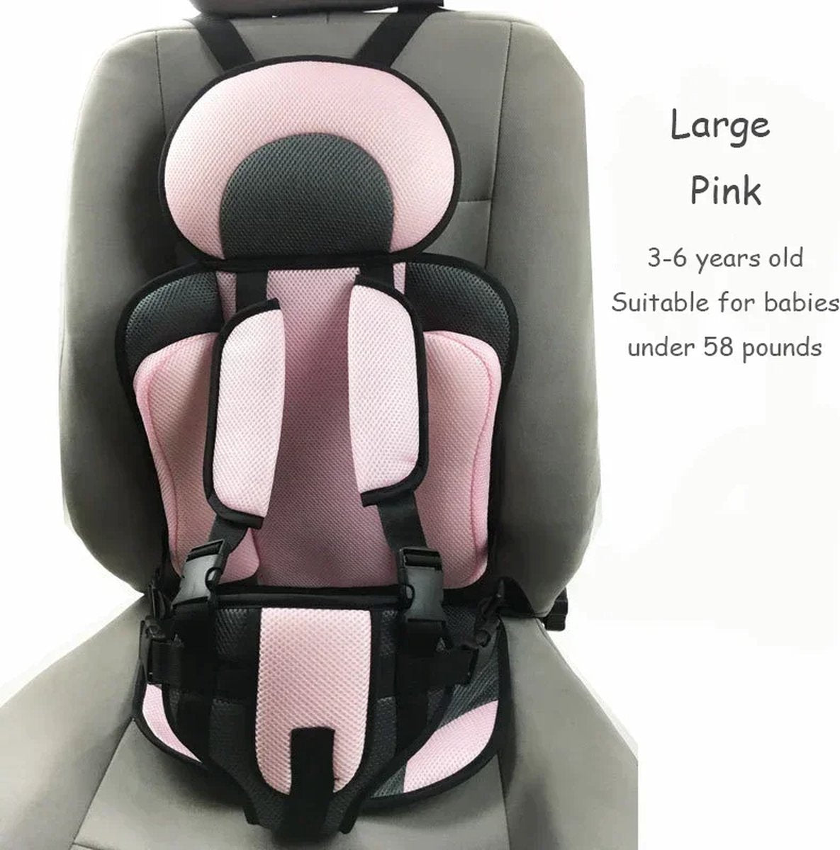 Auto Kinderstoel voor 3 jaar tot 6 Jaar – Ademend en Verstelbaar Veiligheidsstoeltje met Zitkussen en Draagbare Stoelmat – Geschikt voor Baby's en Peuters – 56x24x36 cm