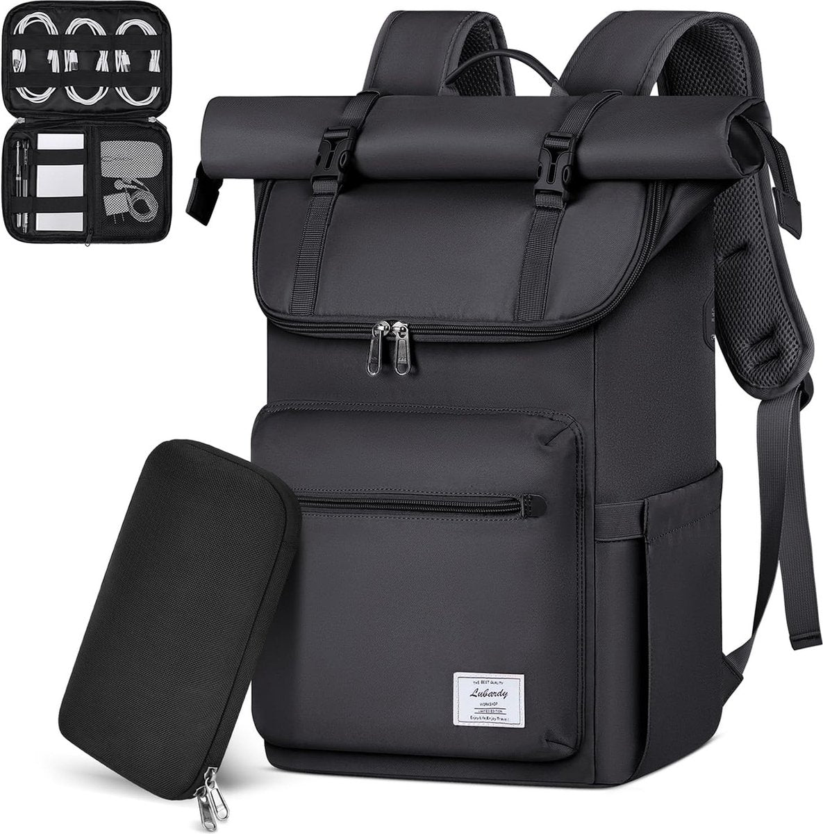 Rugzak Waterdicht en Duurzaam - Laptopvak 17 inch met USB Oplaadstation - Anti Diefstal - Reistas - School Rugzak - Verstelbare Rugtas - Zwart