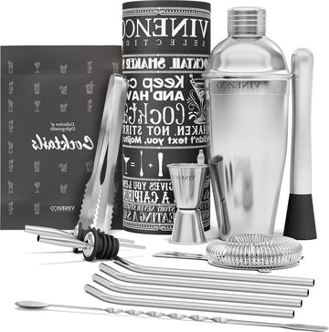 13 Delig RVS Staal Cocktail Shaker Set - Bartender Kit Met Receptenboek - Martini Gin-Tonic Mojito Longdrinks - Premium Bar Accessoires voor Feest Verjaardag - Cadeau Man Vrouw cocktail shaker rose gold