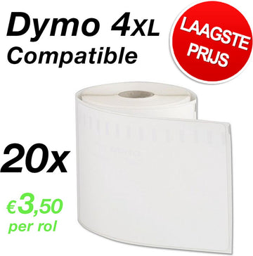 20x Dymo 4XL labels compatible - 104mm x 159mm - S0904980 - 220 labels per rol - Voordeelbox van 20 rollen