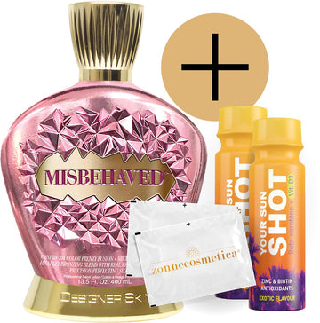Designer Skin - Misbehaved + 2 Your Sun Shots + 2 Verfrissingsdoekjes