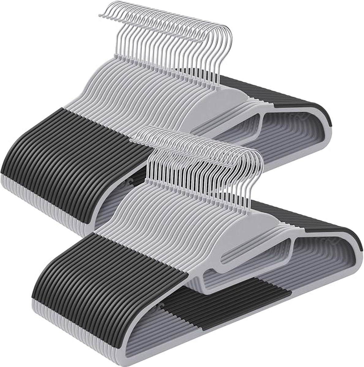 Pak van 50 plastic kledinghangers, extra stevig, S-vormige opening, antislip, 0,5 cm dik, ruimtebesparend, 360° draaibare haak, 41,5 cm breed