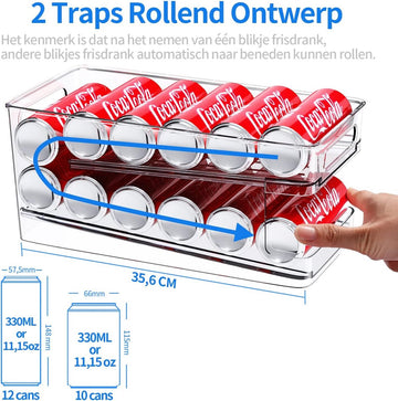 Rollend Blikjes Dispenser Voor Koelkast Bierblikjes Organisator Soda Kan Dispenser Voor Koelkast Keuken Kast Voorraadkast aanrechtblad 10 Standaard Formaat 330ML Bier Soda Drankjes Blikjes