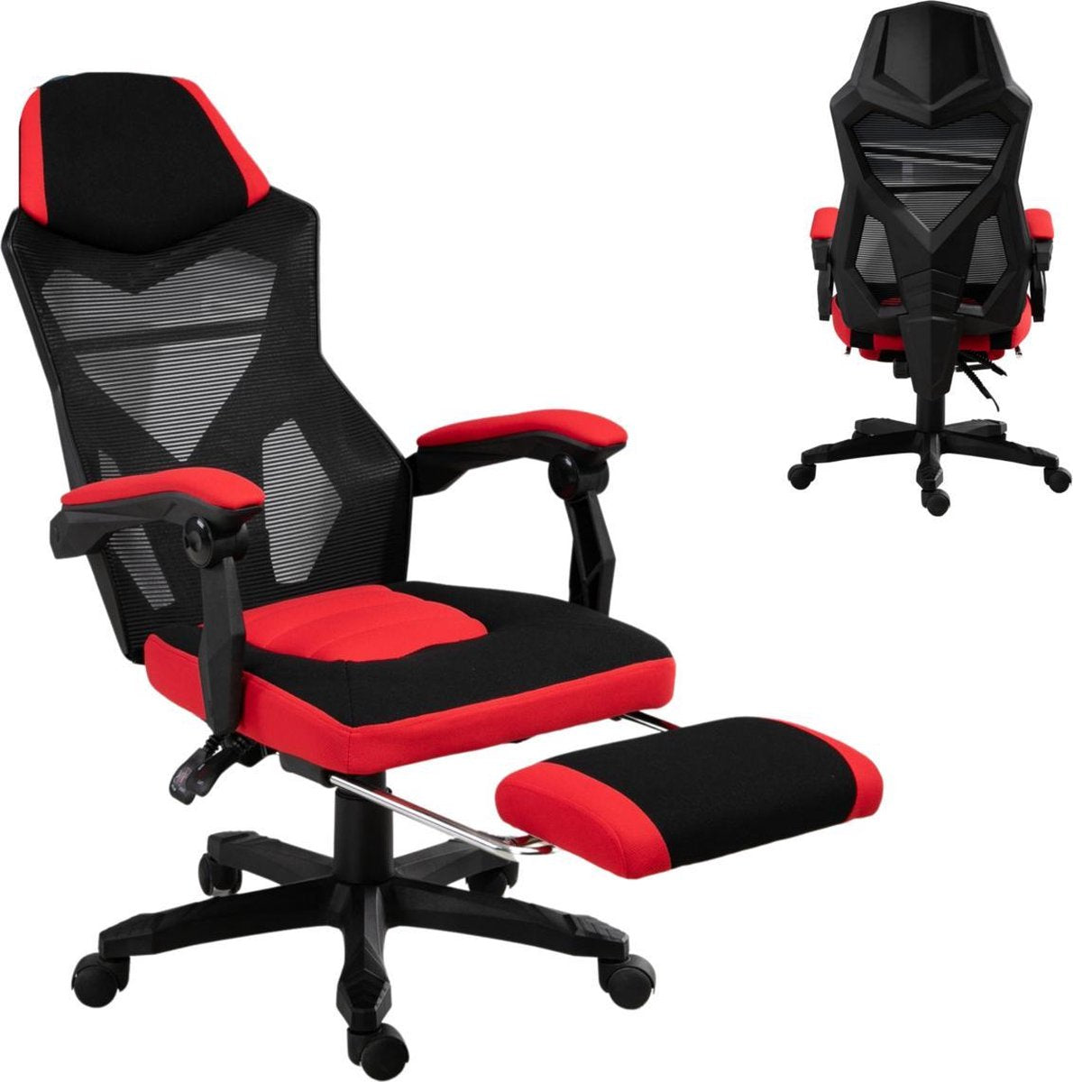Game Stoel - Gaming stoel - Gaming chair - Met voetensteun - Racing style - Zwart/Rood