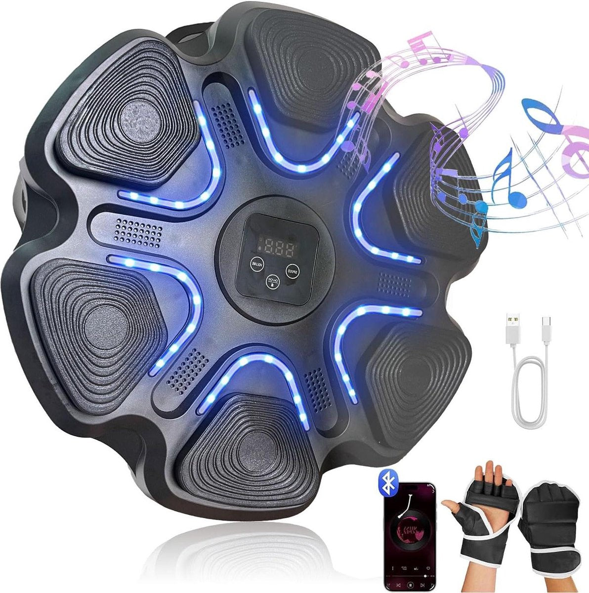 Music Boxing Machine Liteboxer - Wall Mounted Boxing Workout met Bluetooth - Snelheidsinstelling - Music Boxing Machine met muziek Music boxing machine