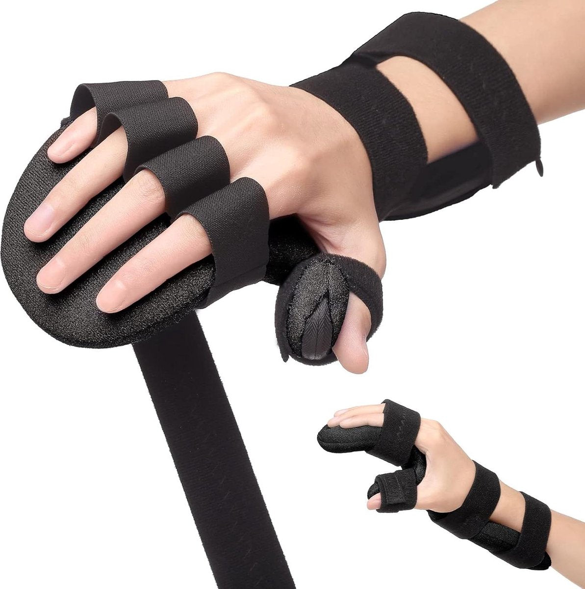 Stroke Rest Hand Splint Night Support Brace Finger Stabilizer Wrist Wrap for Muscle Atrophy Rehabilitation Arthritis Mild Cramps Tendonitis Carpal Tunnel Pain Fit Left & Right