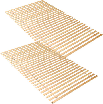 Bed Lattenbodem 90 x 200 cm 2 stuks- Bedbodem - 28 latten - Vlak - Max. 150kg - Hout - Rollattenbodem