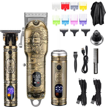 Professionele Tondeuse, Trimmer En Scheerapparaat Set - Draadloze Set Trimmer - Haar - Baard - Tondeuse Mannen Hoofdhaar - Haartrimmer - Hair - Tondeuse Cheveux - Trimmer Baard - Trimmerset - Tondeuses - Cadeau Voor Man -