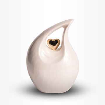 Teardrop Urn Middel 850 ml Creme Wit Goud