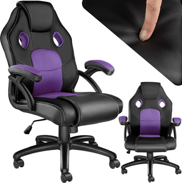tectake® - bureaustoel gamingchair - luxe burostoel kantoorstoel - racingstoel burostoel gamestoel Mike - zwart/paars