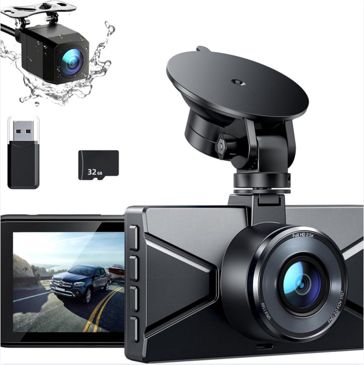 Dashcam - Beveiliging - Universele Pasvorm - Met Terugkijkfunctie - Beeldscherm - Auto Camera