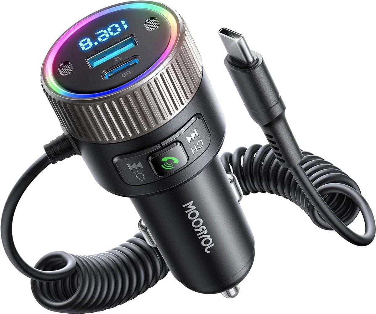 Bluetooth auto 60 W PD 30 W C-type 30 W kabelspoel muziekspeler handsfree oproepen USB_FM transmitter_Lange Rijdende tijdrekking Vakantie Verkeer fm transmitter