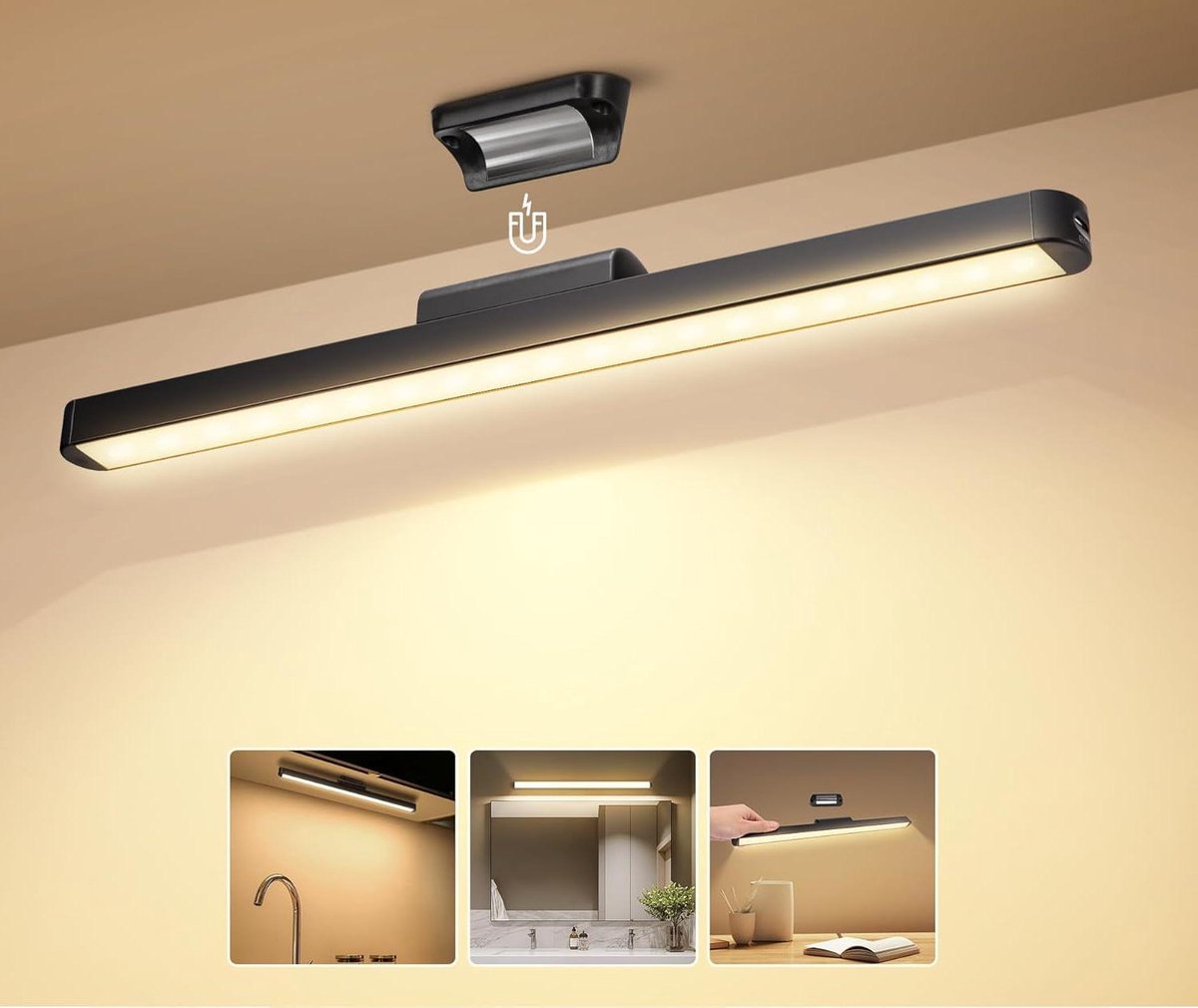 Make-up Spiegel Dimbare Touch LED Spiegellamp Badkamer - LED Cabinet Light bar - Oplaadbare Batterij en Stick Magneet Mount - voor Lezen Kast - Make-up Spiegel Nachtkastje - Studie Licht