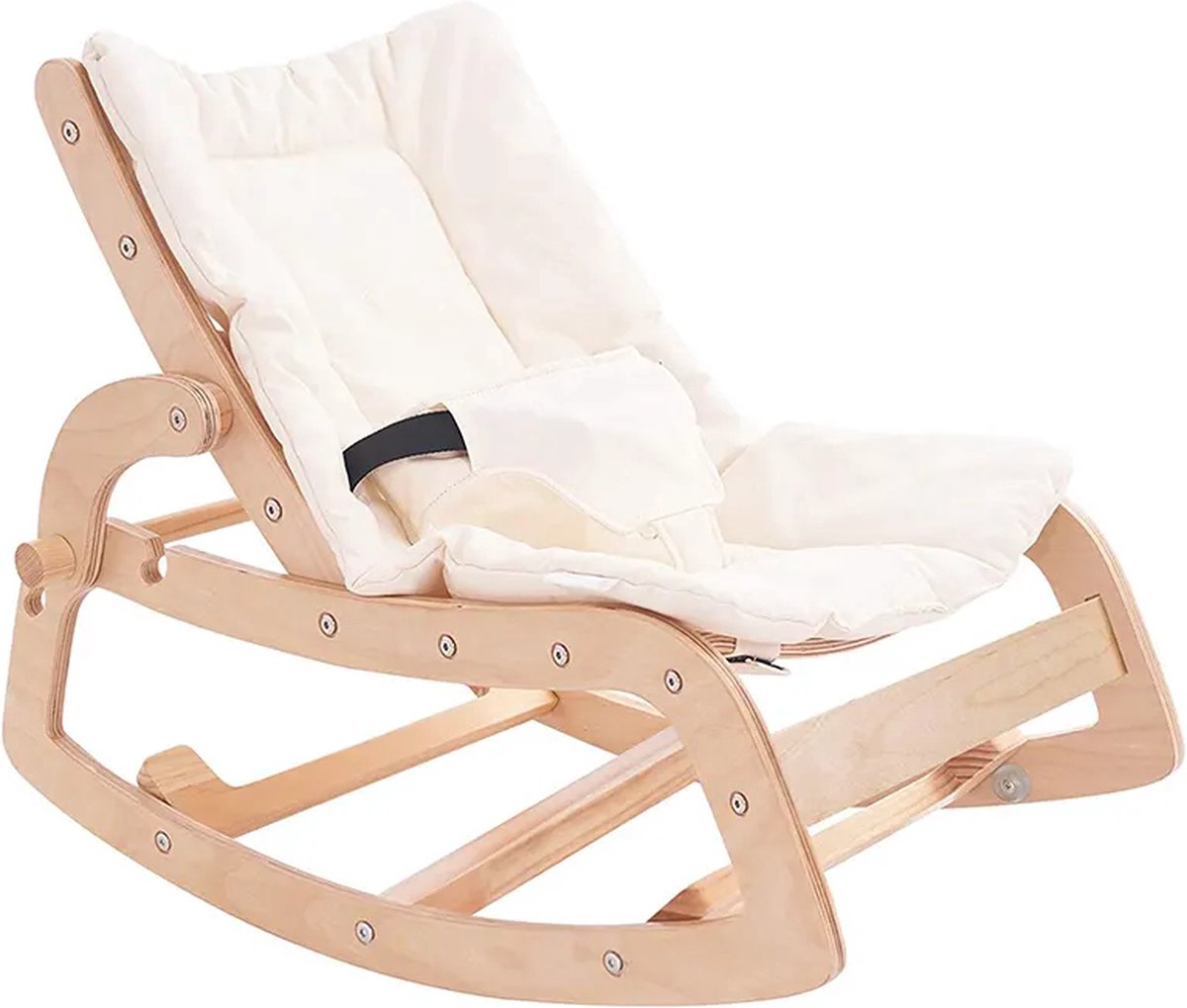 Wipstoel & Schommelstoel ineen! - Off-White - 3 Standen Verstelbaar - Bouncer - Inclusief Riempje - Babyschommel - Wipstoel voor Baby / Peuter / Kleuter - Wasbare Hoes