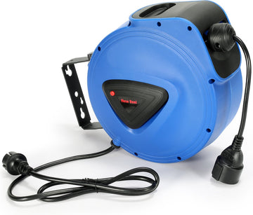 Automatische kabelhaspel 20m kabelhaspel 180 °zwenkbaar met muurbeugel kabeltrommel haspel automatisch oprollen en afrollen van de kabel stroomkabel -Enkel Gat
