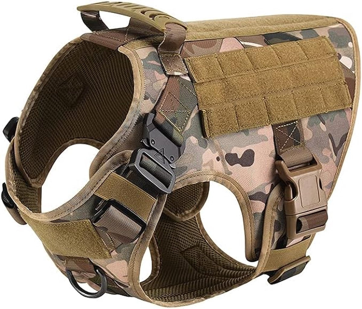 Hondenharnas - Tactical Honden Tuigje - Camouflage Print - Anti-Trek Harnas - Extra Controle - XL