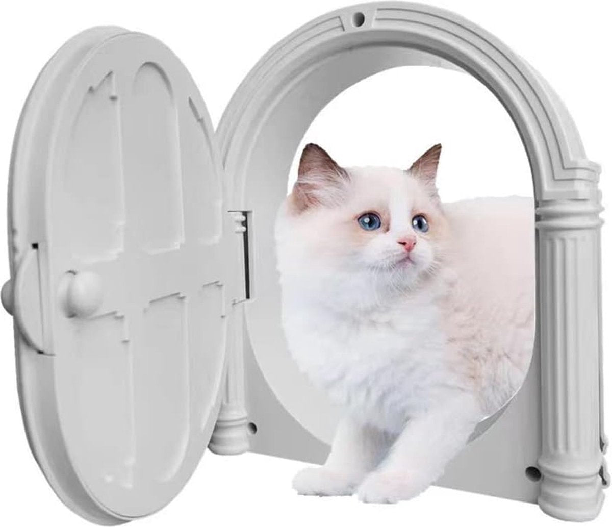 Kattenluik voor Deur, Kattenluik voor Binnendeur, Huisdiervrije Deuren voor Kleine Katten tot 20 lbs, Eenvoudige Installatie, Blokkeert Hond en Kattenbakgeuren (Wit)