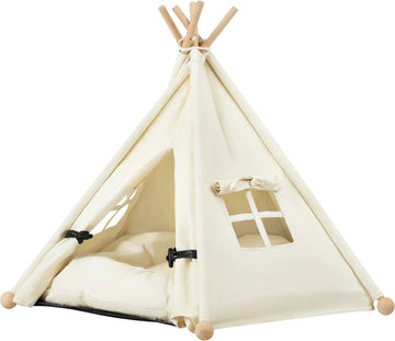 Bealive® honden hok - Honden mand - Binnen kennel - Dieren huis - Tipi bed met raam voor huisdieren - Met zacht afneembaar kussen -