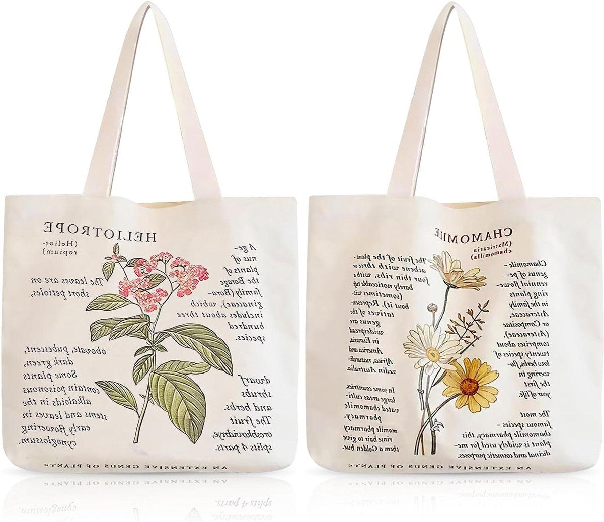 Stoffen tassen met bedrukte kamille - katoenen, jute - boodschappentas voor dames - esthetische canvas tote bag - shopper voor vrije tijd Tote bag met rits
