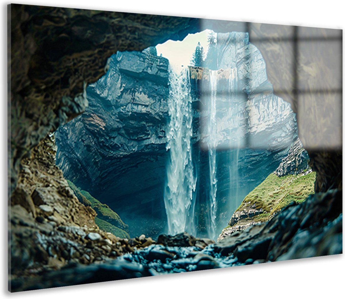 doorkijk glasschilderijen - Waterval schilderijen - Schilderij op glas Natuur - Woonkamer decoratie industrieel - Plexiglas schilderijen - Slaapkamer wanddecoratie acrylglas 60x40 cm