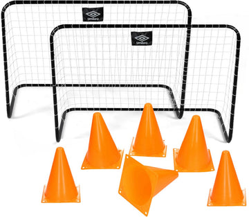 Voetbal speelgoed set - 2x voetbaldoeltjes en 12x pionnen
