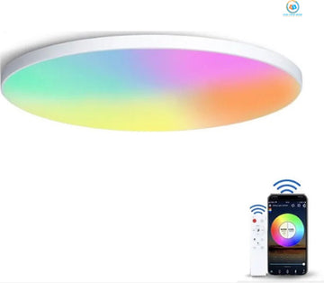 LED Plafondlamp BTM met Bluetooth speaker - Ø 30cm - Wekker en Nachtlamp - Plafonniere - Verlichting kinderkamer, slaapkamer, woonkamer - Plafond lamp kinderen, baby, jongen, meisje - RGB Kinderlamp - Smart lamp met afstandsbediening