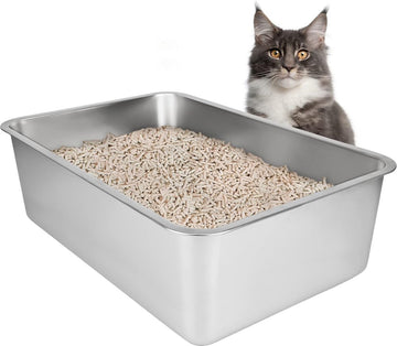 Roestvrijstalen Kattenbak Groot formaat (50 x 35 x 20 cm) - Katten- en Konijnenbak van Metaal - Geurvrij en Vlekkeloos