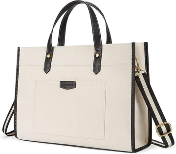 Laptoptas dames canvas 156 inch - schoudertas shopper tote bag - notebooktas werktas kantoortas Tote bag met rits