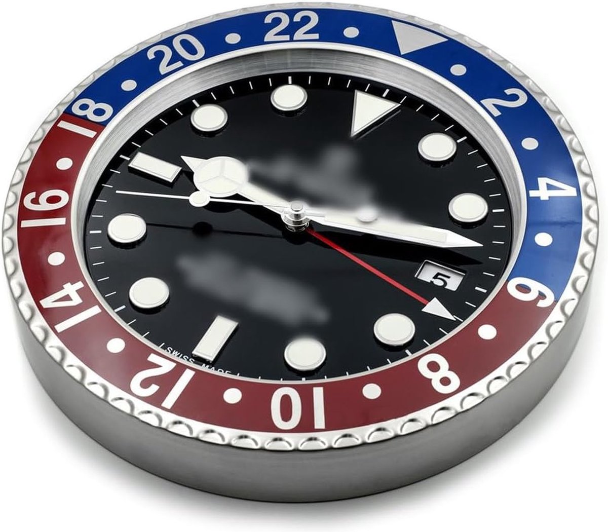 Rolex muur klok - GMT master Pepsi - Moderne Wandklok - Muurklok - Automatische klok - Glow in the dark wijzers - Rolex horloge - Rood & Blauw