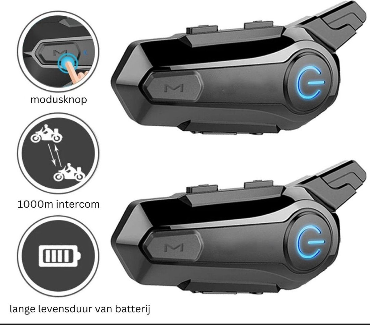 Intercom Motor Helm - Motor Communicatie Handsfree - Motorhelm Headset Waterdicht Bluetooth Draadloos - Zwart/Harde Microfoon/1 Stuk