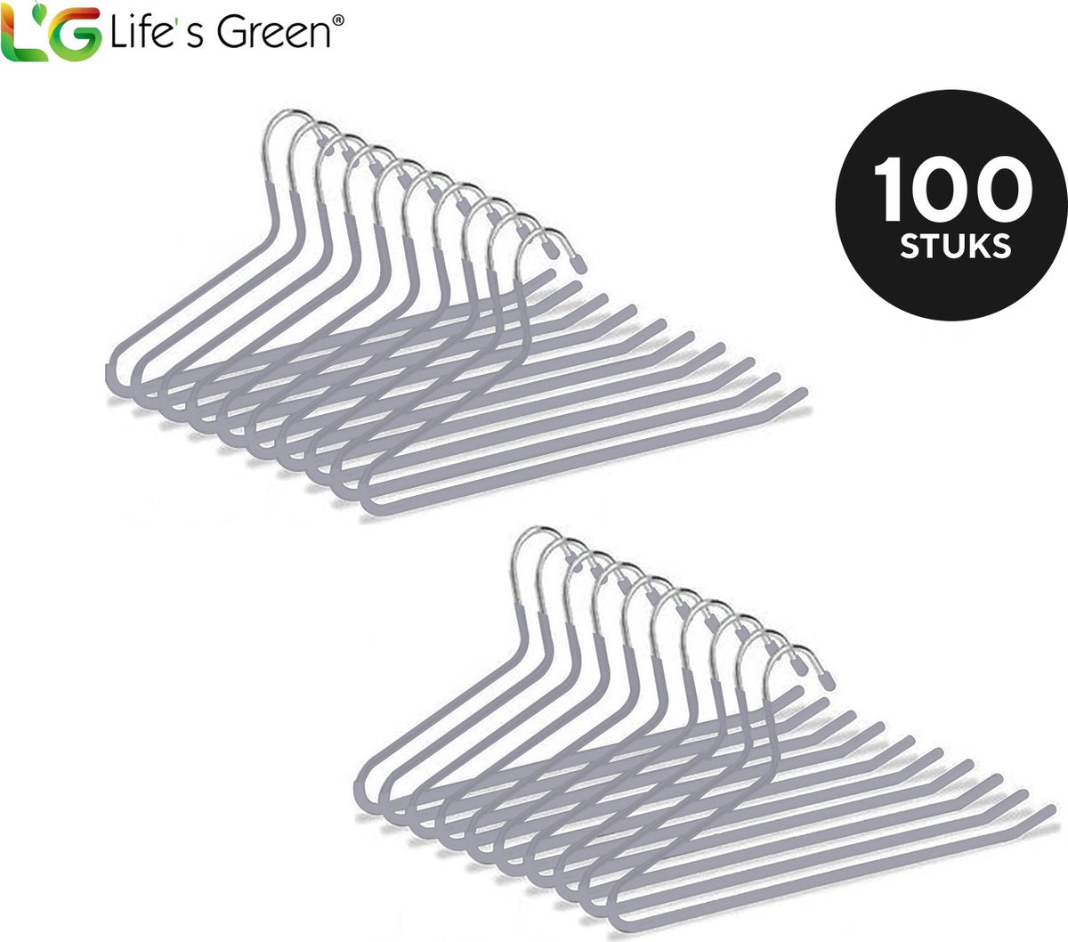 Life’s Green Broekhangers met antislip – Kledinghangers – Klerenhangers – Broek en Rok Houder - Set van 100 stuks