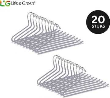 Life’s Green Broekhangers met antislip – Kledinghangers – Klerenhangers – Broek en Rok Houder - Set van 20 stuks - Grijs