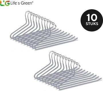 Life’s Green Broekhangers met antislip – Kledinghangers – Klerenhangers – Broek en Rok Houder - Set van 10 stuks - Grijs