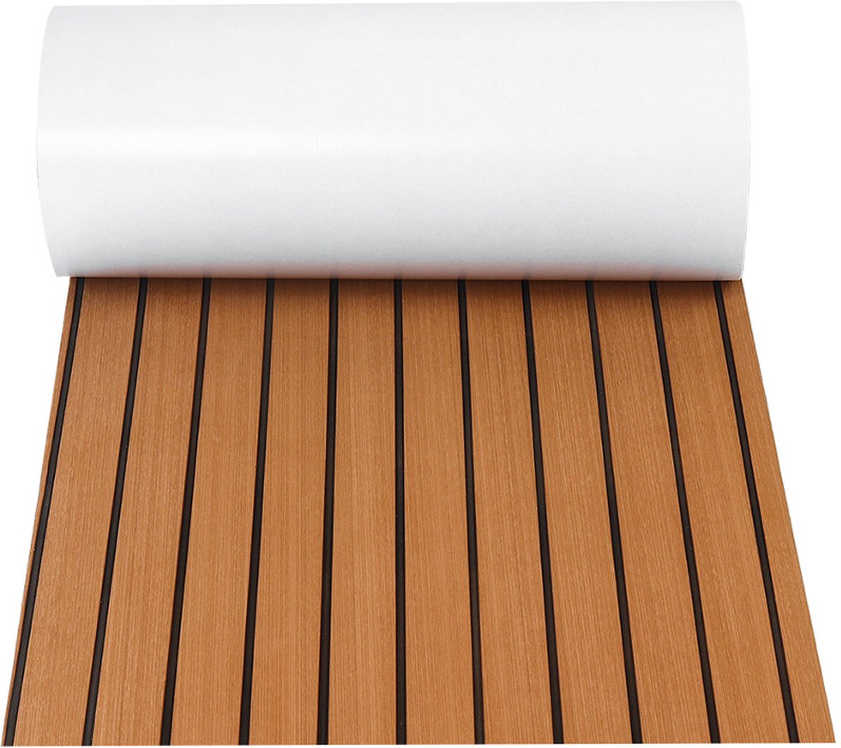 Decking Zelfklevende Bootmat - EVA Teak Foam Decking Mat - Teak Boten Vloerbedekking - Teakhouten Jachtvloeren - Teak Vloerbedekking Vloer - Wasbaar - 240 x 60 x 0.6 cm - Lichtbruin