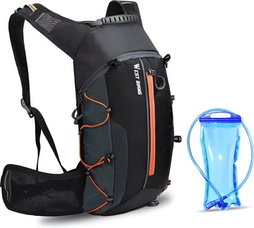 E-Shop4u® - Fietsrugzak 16L - Opvouwbaar - Waterzak 2L - Oranje - Outdoor Sport - Mannen & Vrouwen