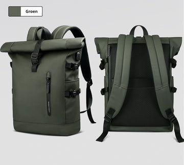 Avoir Avoir® Rolltop Rugzak - Dames en Heren - Waterdicht - Laptoptas 15,6 Inch - 40 Liter Rugtas - Verstelbare Reistas - Backpack Rugzak Groen