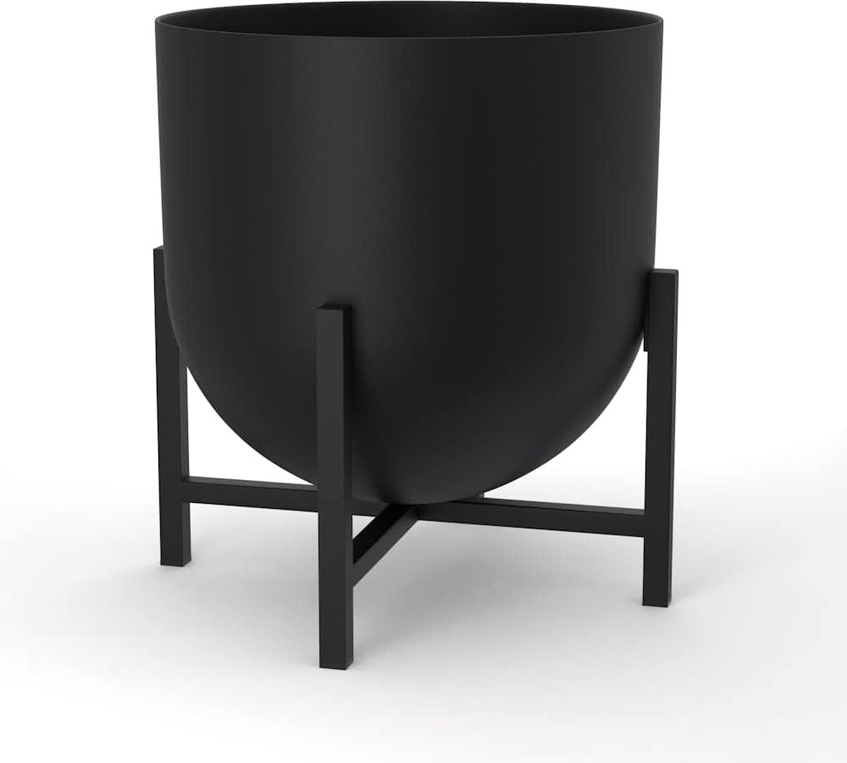 Bloempot met plantenstandaard - metalen plantenpotten voor binnen 22 cm grote bloempot (zwart)