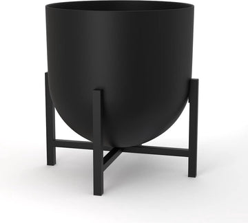 Bloempot met plantenstandaard - metalen plantenpotten voor binnen 22 cm grote bloempot (zwart)