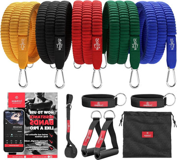 Pull up station Resistance Bands Weerstandsbanden Fitness - Trainings eBook - Expander Tubes - Elastische Work-Out Power Weerstand Banden - 5 Elastiek Handvaten Deuranker Enkelbanden - Krachttraining Gym Pull up station