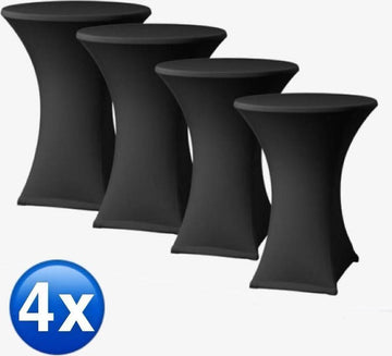 Statafelrok Zwart - 4 Stuks - Statafel Tafelrok - Statafelhoes - Stretch – ∅80-85 x 110 cm – Geschikt voor Horeca Evenementen - Staantafelhoes - Cocktailparty - Bruiloft - Staantafelrok - Zwart