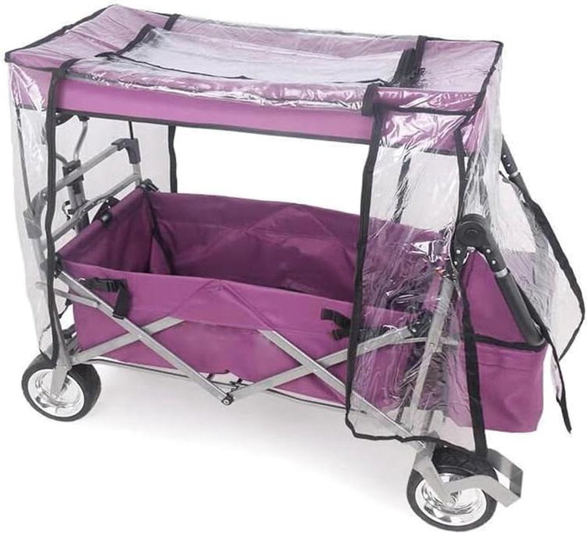 Regenhoes voor bolderkar - transparant - opvouwbaar - strand - waterdicht - accessoires - universeel