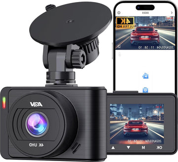 4K UHD WiFi Dashcam Auto - Voorruit Auto Camera - 64GB SD Card - 170° Groothoek - Loop Recording - G-Sensor - APP Control - Nachtzicht - Super Condensator Dashcam voor auto