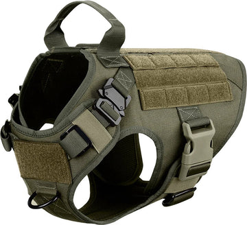 Hondenharnas - Tactical Honden Tuigje - Leger Groen - Anti-Trek Harnas - Extra Controle - XL