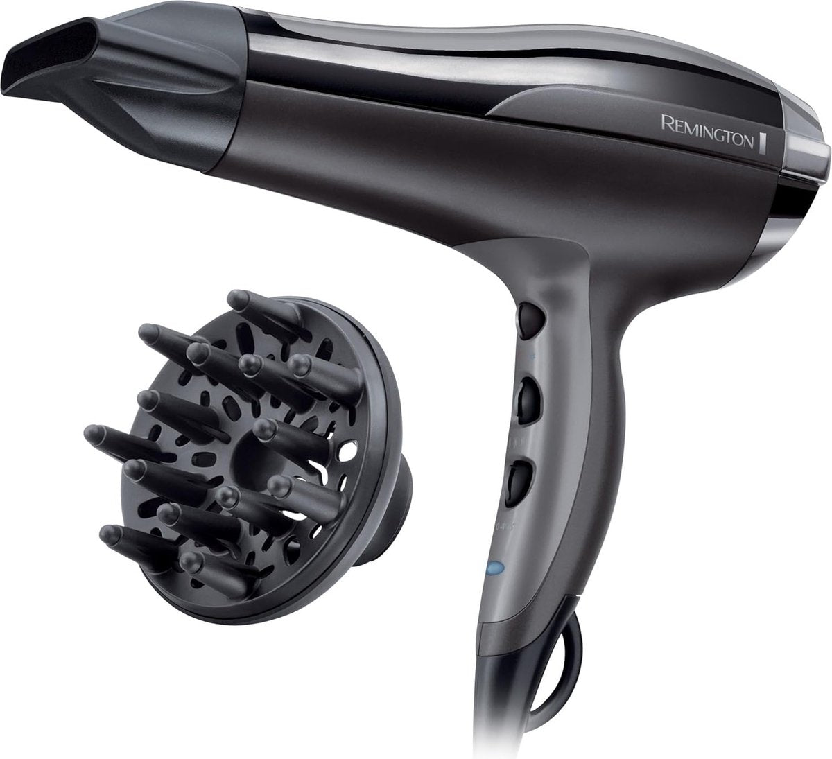 Fhon - Pro air turbo - Ionen generator technologie - 2400W - 90km per uur blaaskracht - Met Diffuser - Keramiek - 3 warmtestanden - 2 snelheden - Voor pluiziger haar - Zilver -